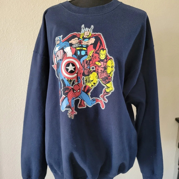 MARVEL Avengers Crew Neck Sweater Navy Blue Unisex Size XL - Picture 1 of 6
